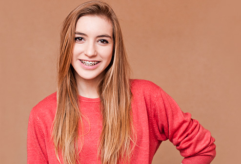 Woman with braces in Weatherford, TX